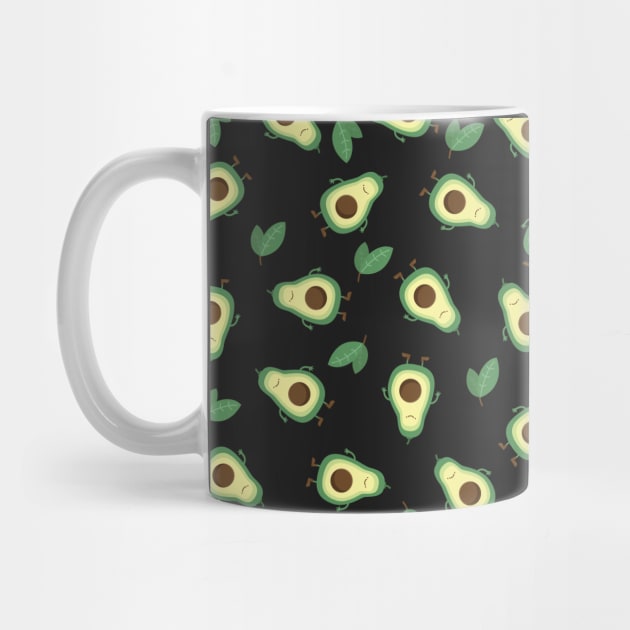 Avocado Pattern with black background by burropatterns